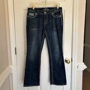 Paisley Sky Dark Blue Boot Cut Jeans